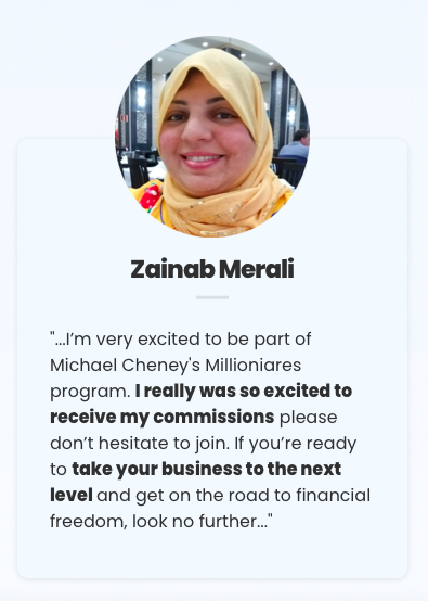 Student testimonial about achieving first online sales